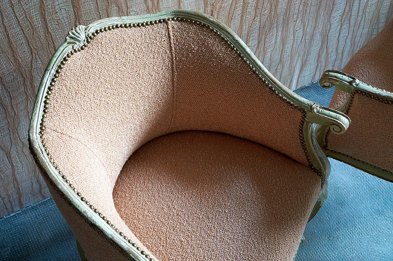 Pair of Louis XV style bedroom armchairs, 50s 12