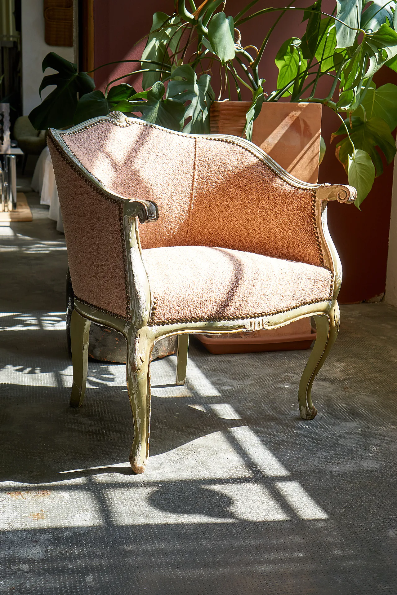 Pair of Louis XV style bedroom armchairs, 50s 15