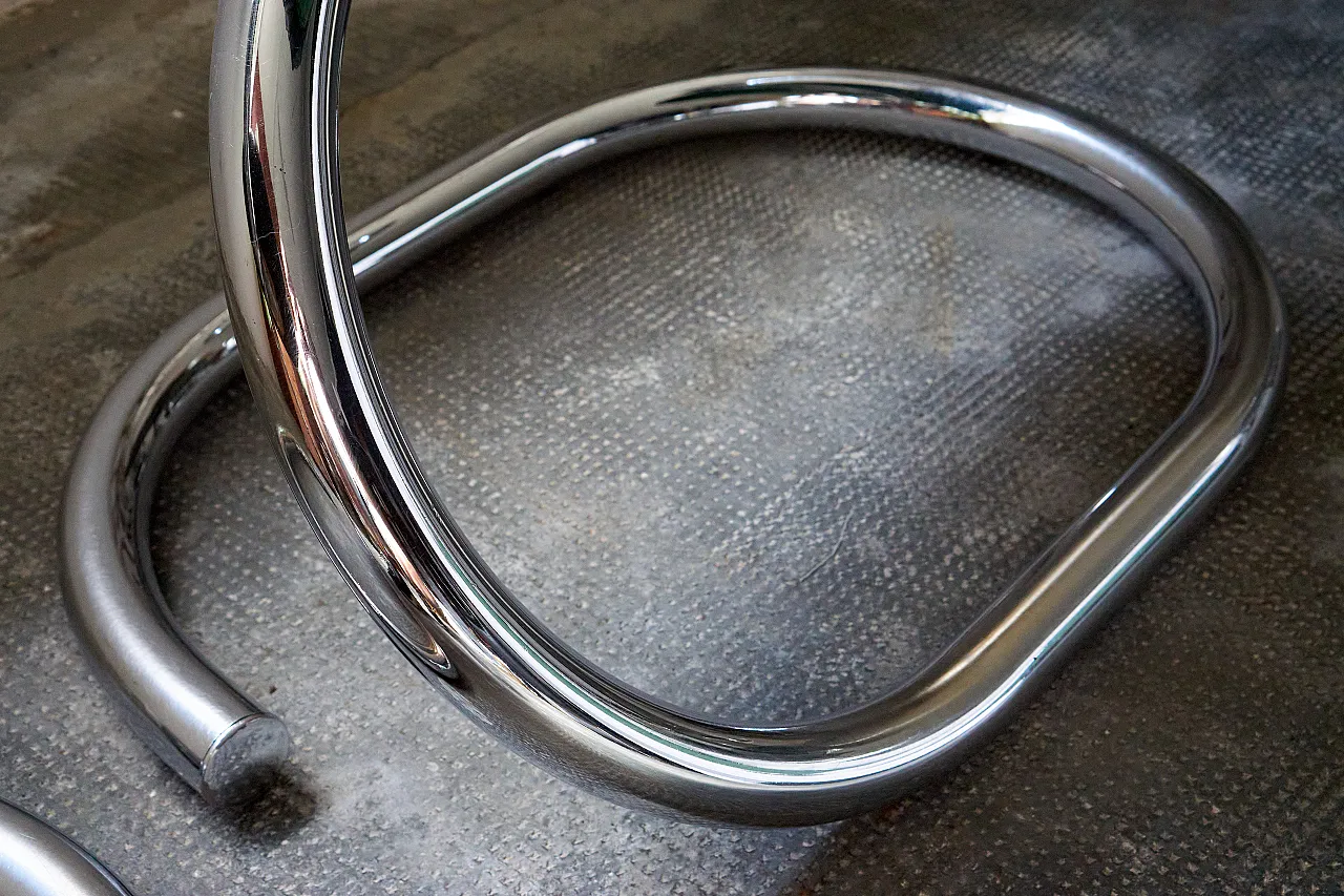 Pair of Cobra steel and eco-leather chairs, 1970s 4
