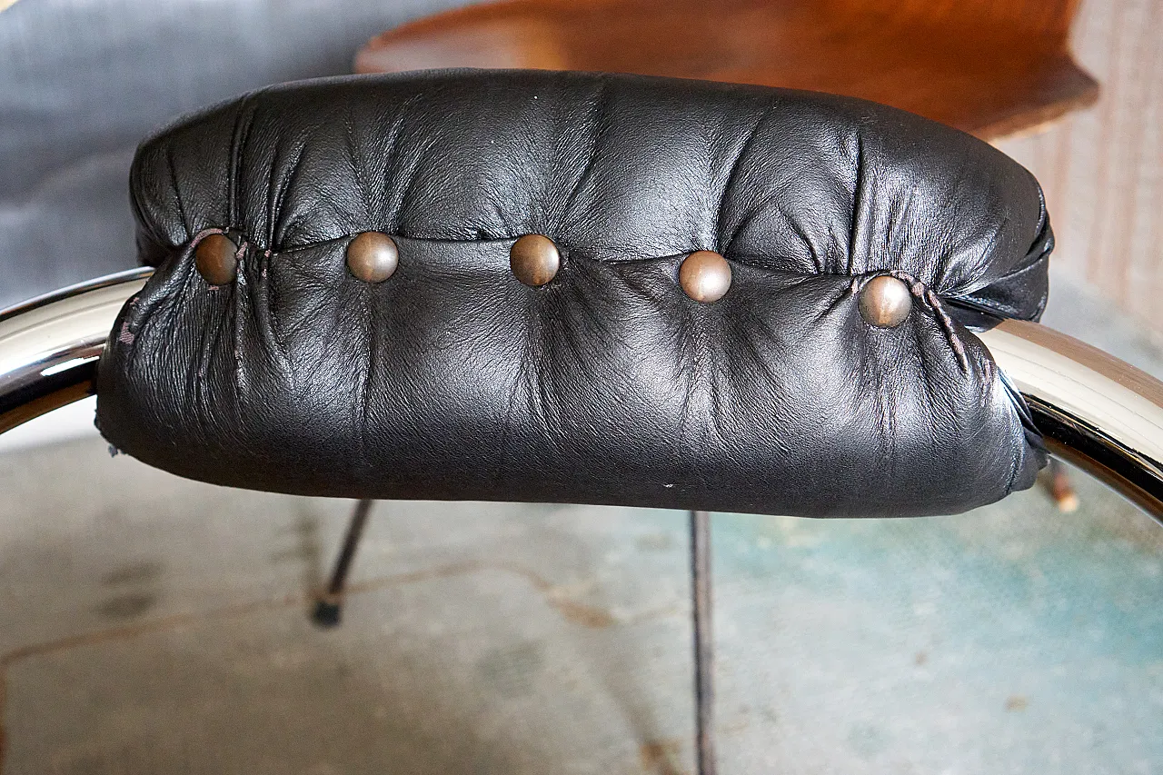 Pair of Cobra steel and eco-leather chairs, 1970s 12