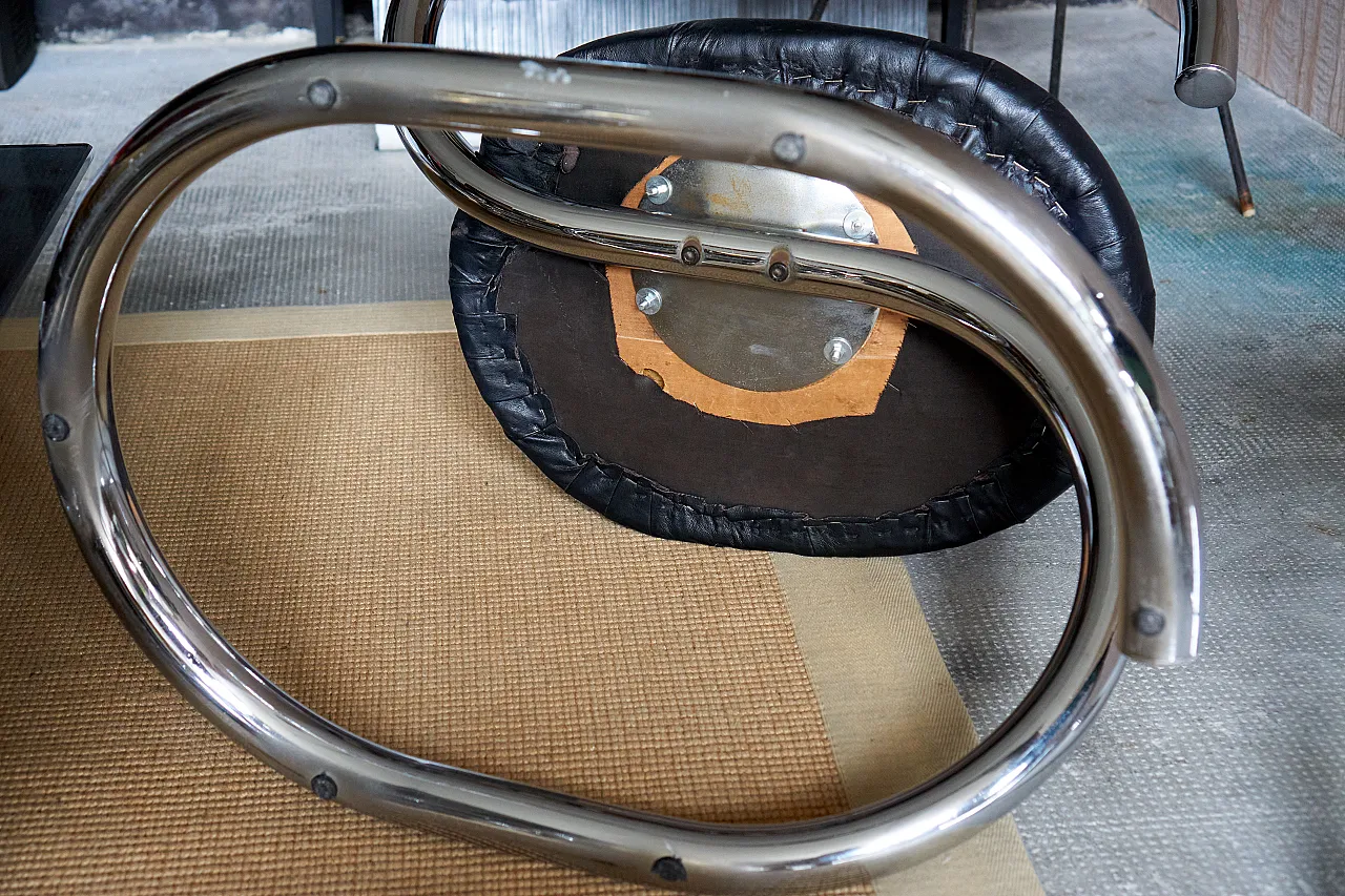Pair of Cobra steel and eco-leather chairs, 1970s 13