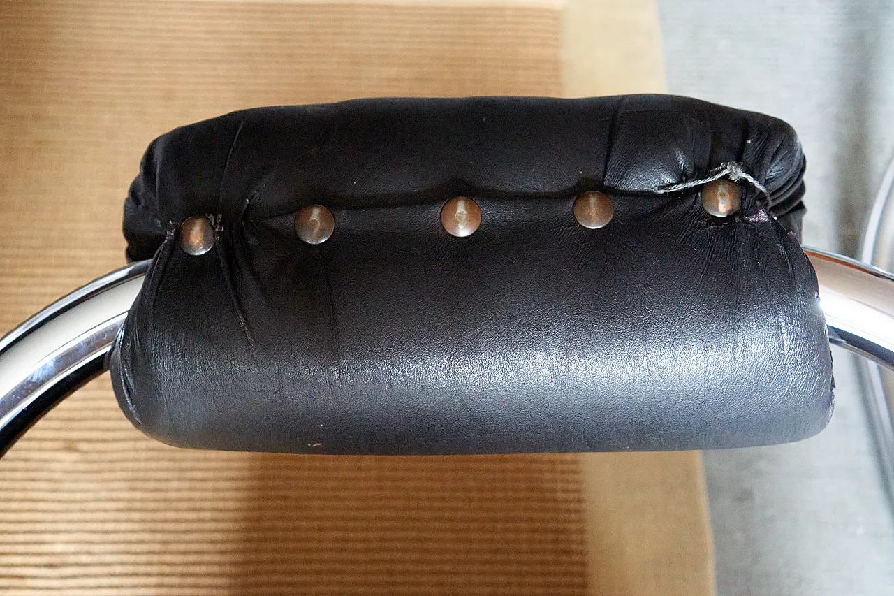 Pair of Cobra steel and eco-leather chairs, 1970s 16