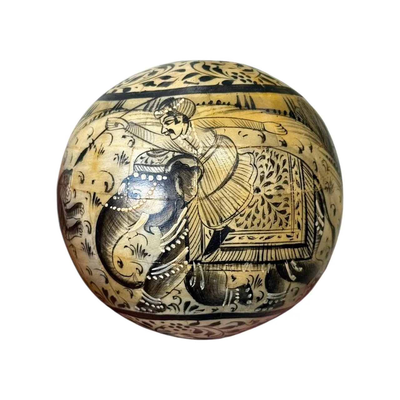 Capolavoro indiano Mughal, sfera in avorio dipinta, '700 1