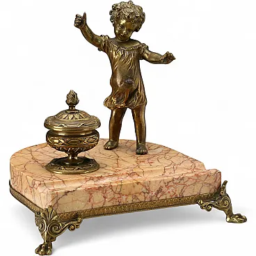 Marble and bronze inkwell, 20th century