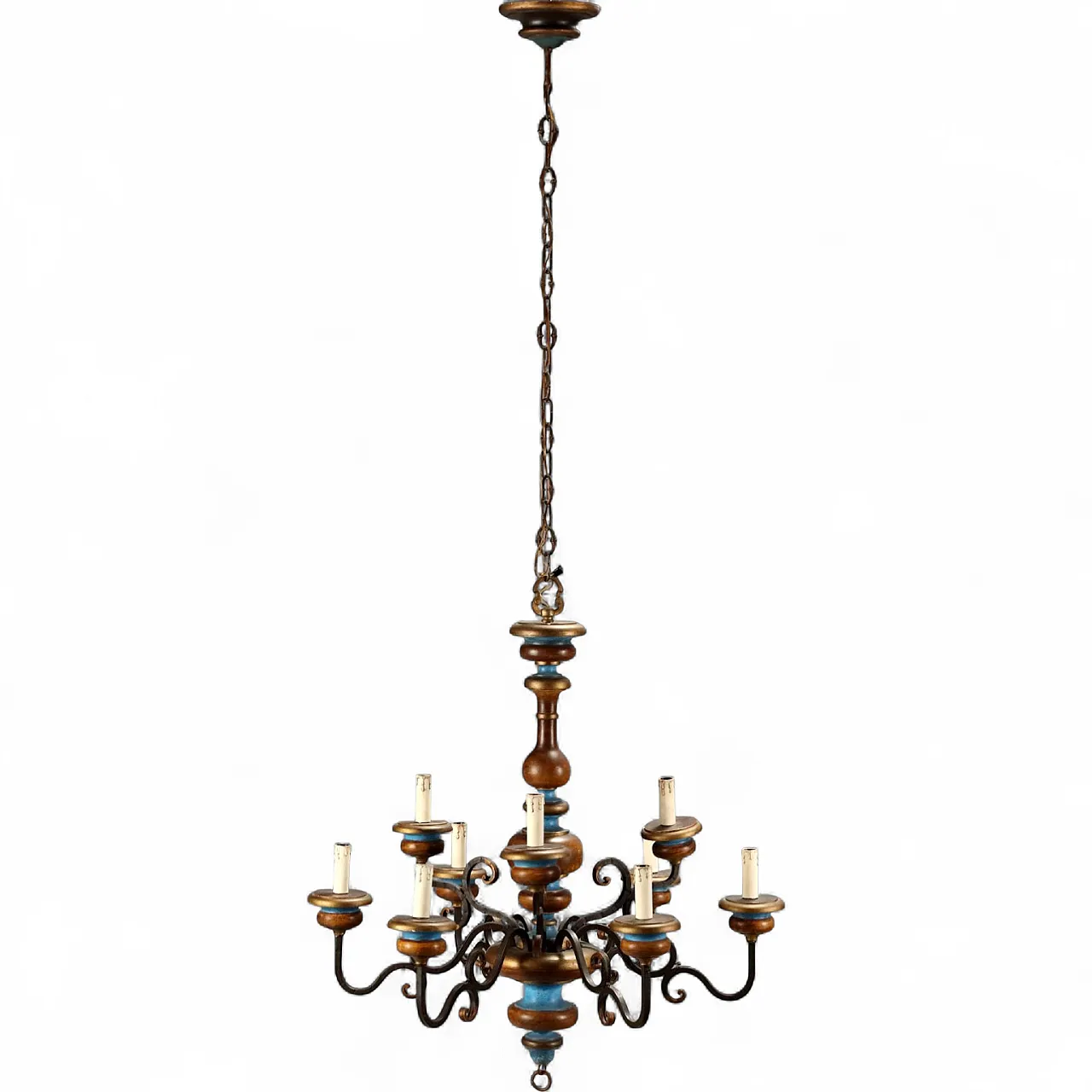 Painted wood chandelier, 20th century 9