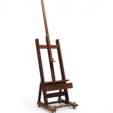Large painter's easel in walnut-stained beech, 20th century