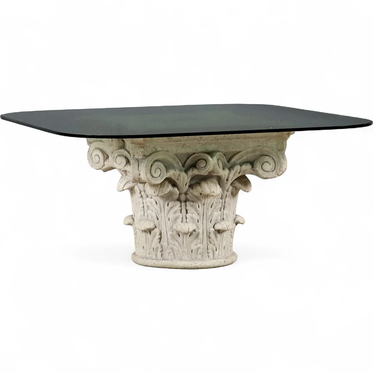 Glass coffee table on capital base, 20th century 11