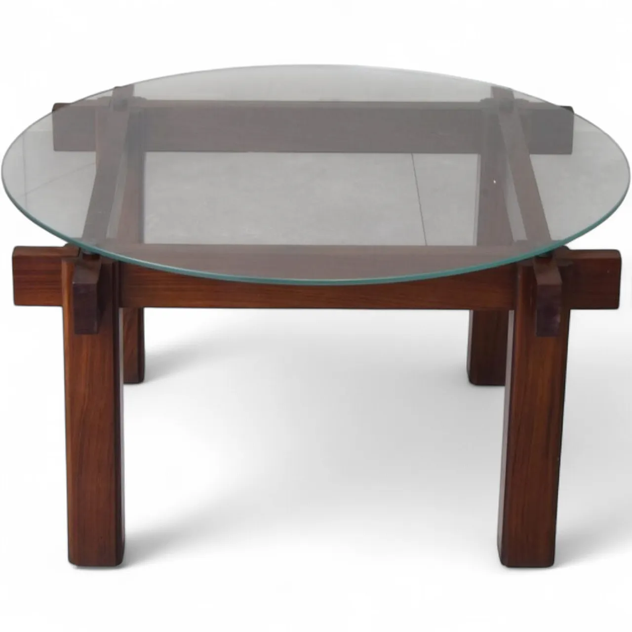 Mid-Century Modern coffee table in glass and teak, 1960s 8