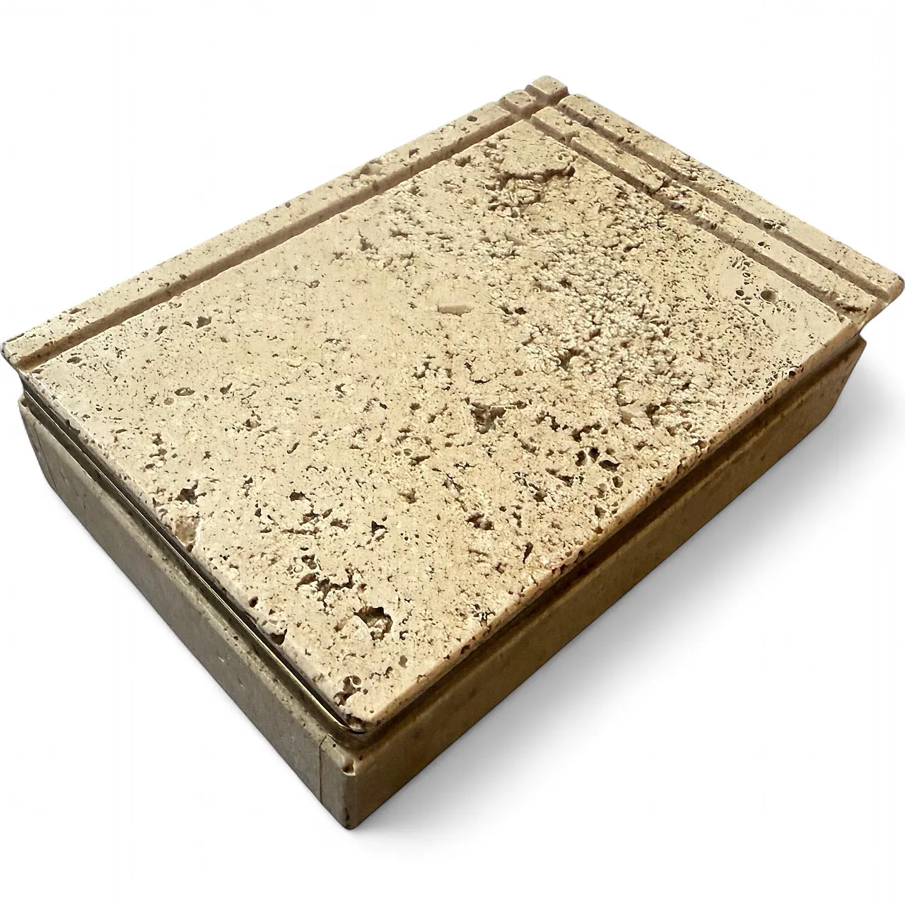 Travertine and brass box by Enzo Mari for f.lli Mannelli, 1970s 9
