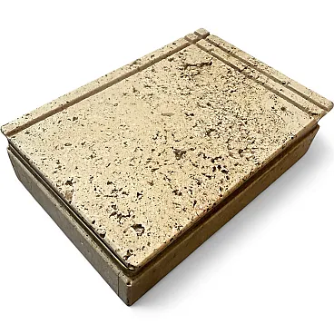 Travertine and brass box by Enzo Mari for f.lli Mannelli, 1970s