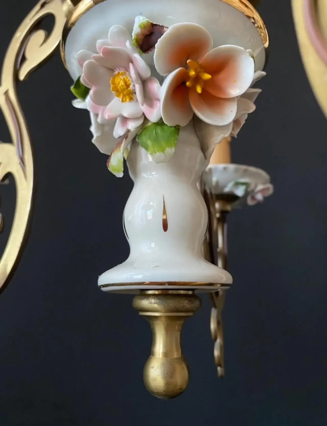 Lampadario in ceramica e ottone, anni '60 8