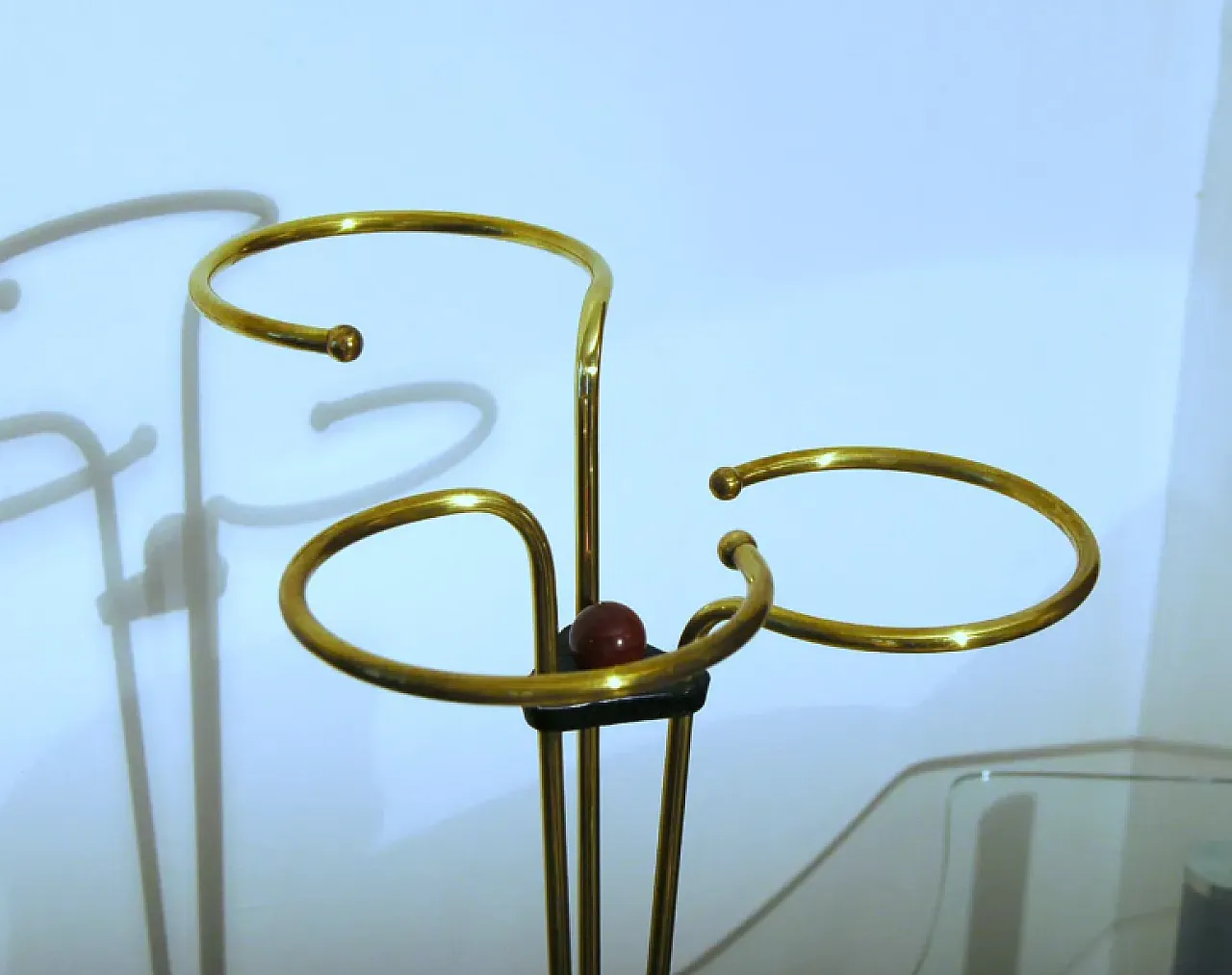 Umbrella stand in metal and brass, 1950s 2