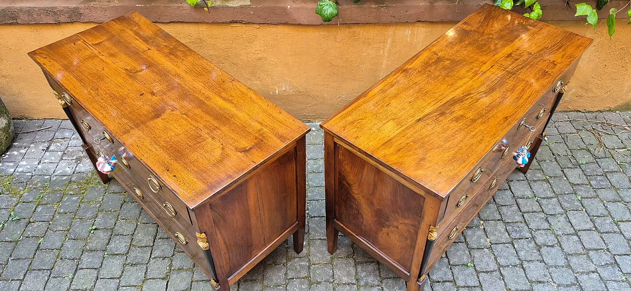 Coppia di cassettoni Impero in noce, '800 5