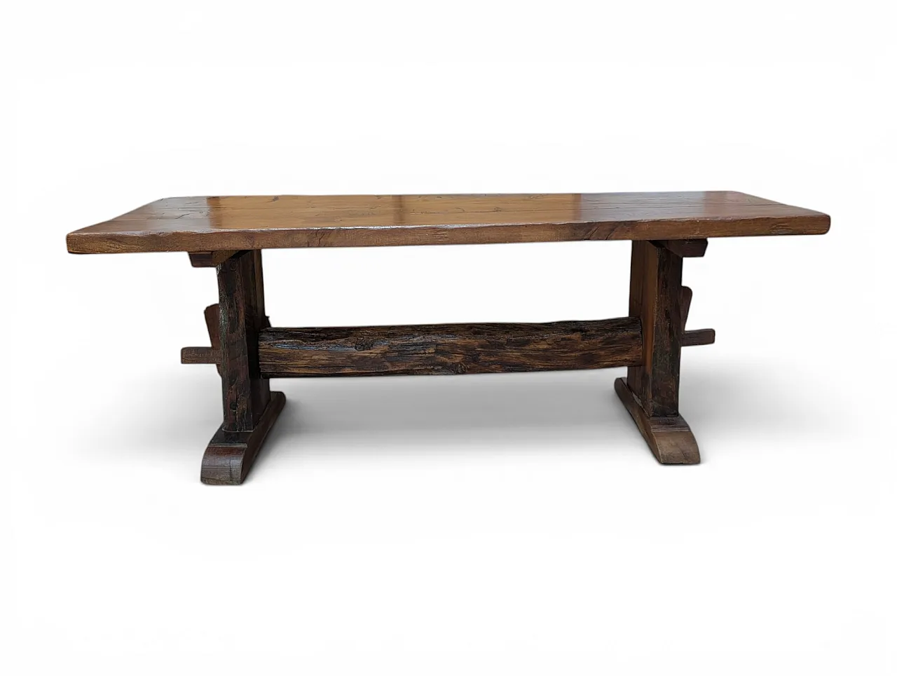 Rustic table in raw beech and chestnut wood, 1890-1920 1