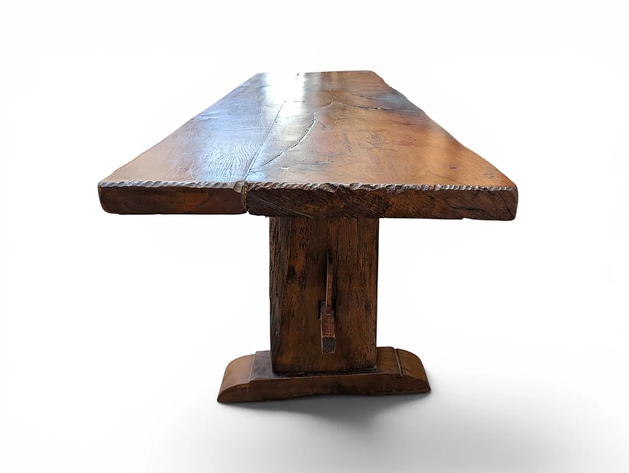 Rustic table in raw beech and chestnut wood, 1890-1920 3
