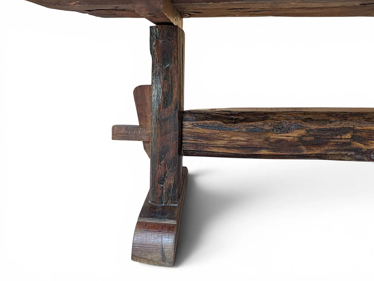 Rustic table in raw beech and chestnut wood, 1890-1920 7