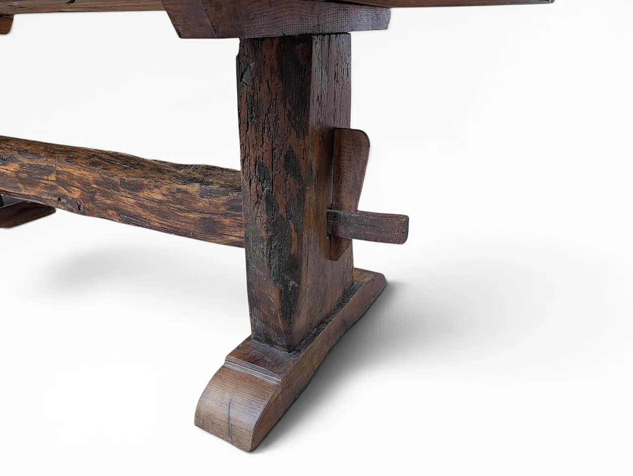 Rustic table in raw beech and chestnut wood, 1890-1920 8
