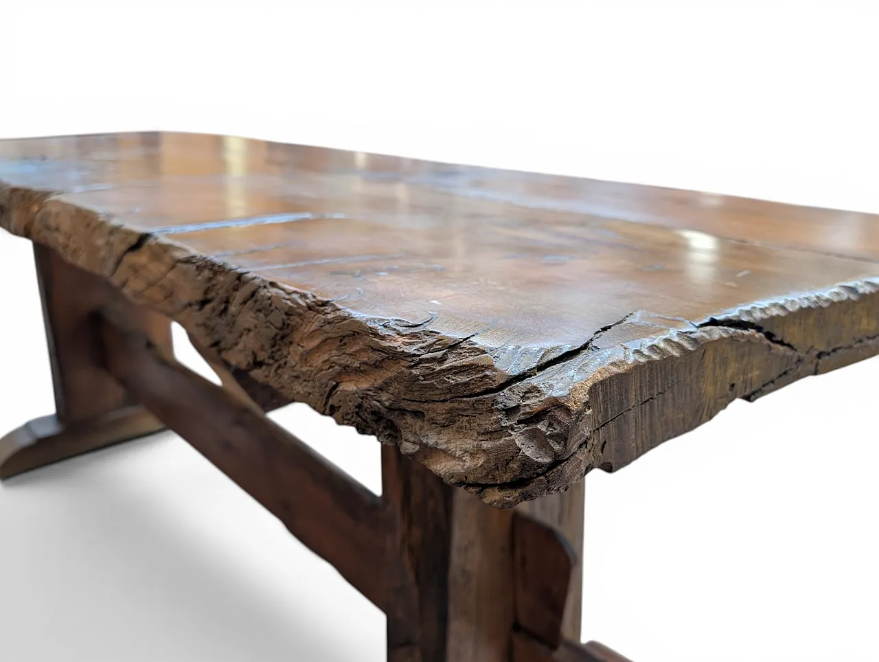 Rustic table in raw beech and chestnut wood, 1890-1920 10