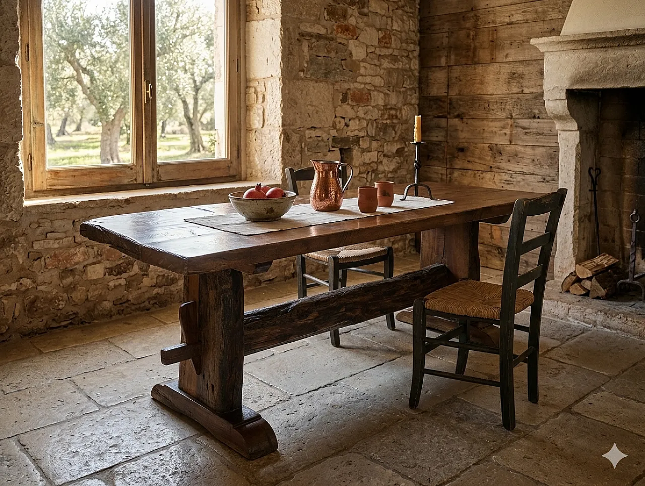 Rustic table in raw beech and chestnut wood, 1890-1920 11