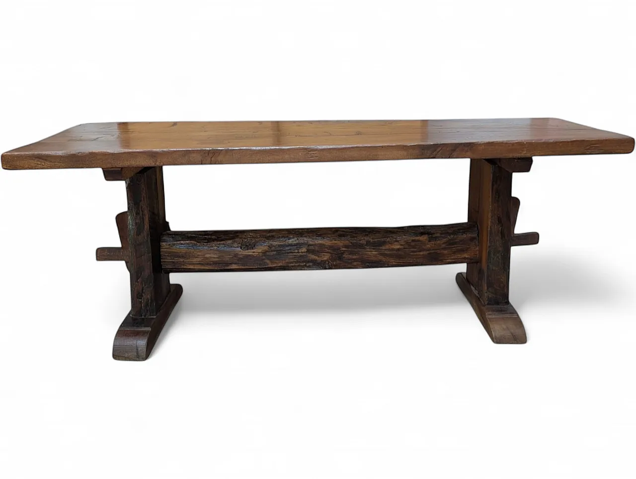Rustic table in raw beech and chestnut wood, 1890-1920 12