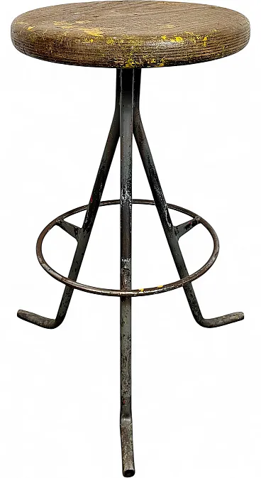 Grey Industrial Workshop Stool, 1960s