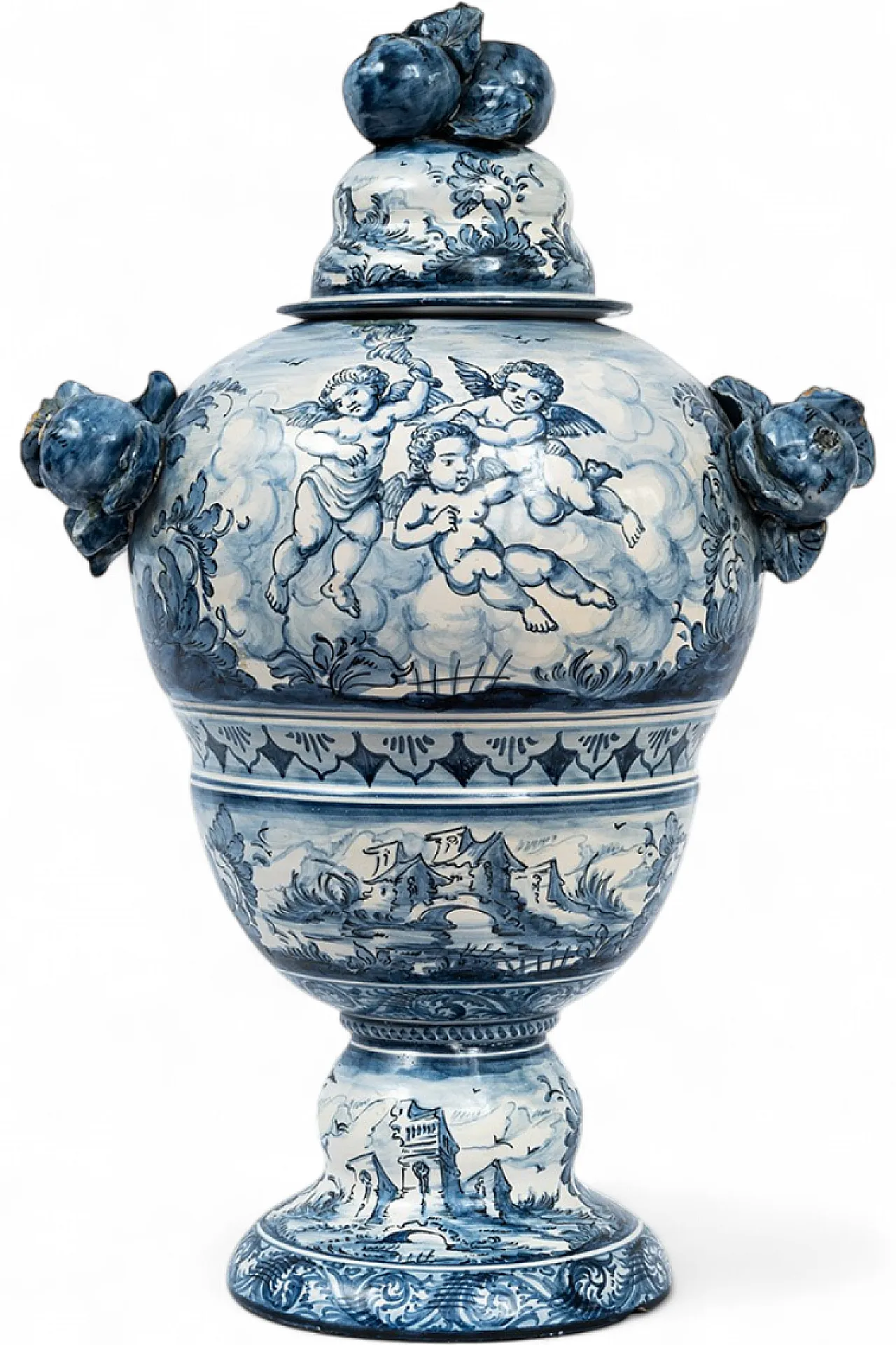 Vaso con coperchio in maiolica smaltata, Albisola, '800 8