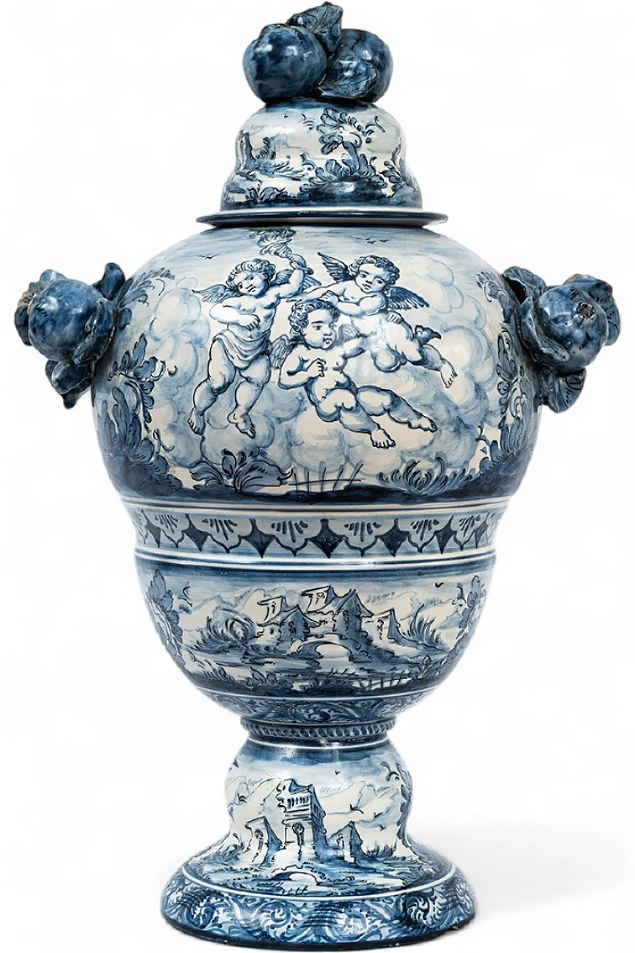 Vaso con coperchio in maiolica smaltata, Albisola, '800 9