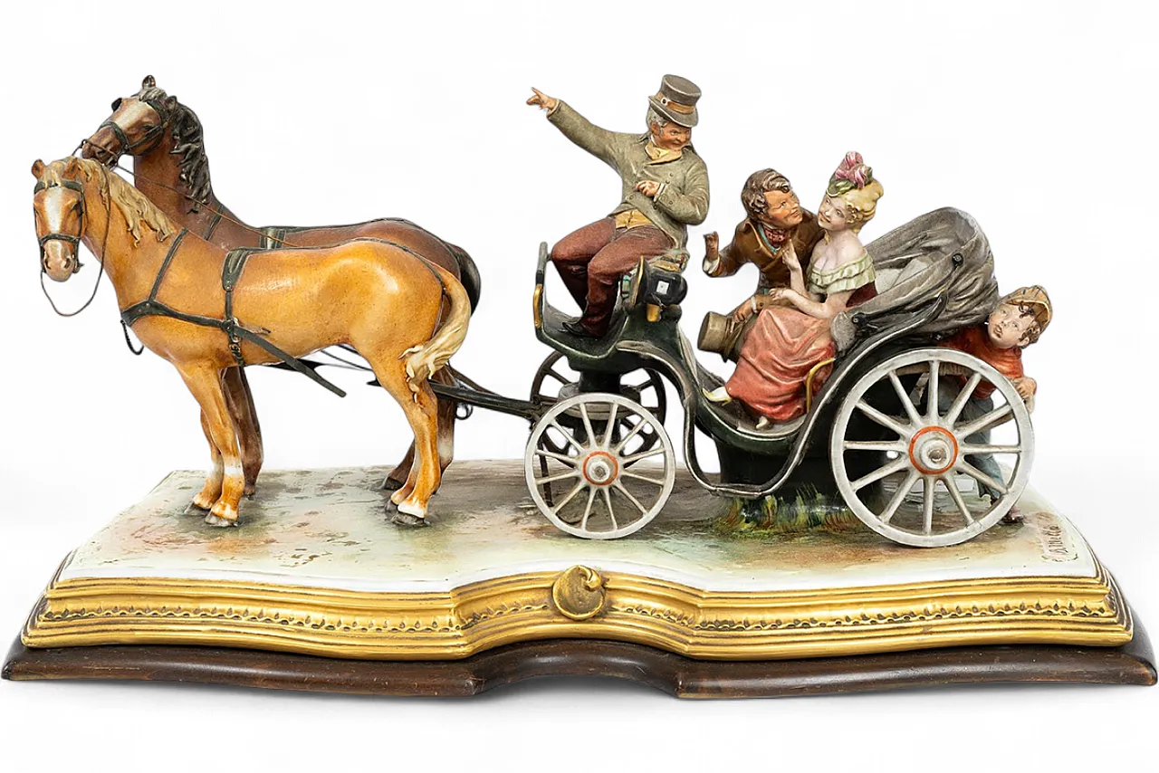 Scultura di Capodimonte carrozza trainata da cavalli, '900 9