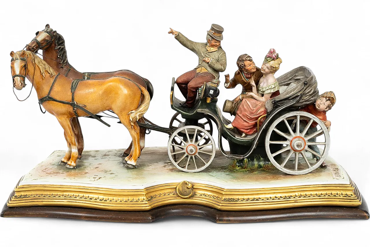 Scultura di Capodimonte carrozza trainata da cavalli, '900 10