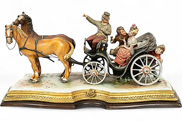 Scultura di Capodimonte carrozza trainata da cavalli, '900