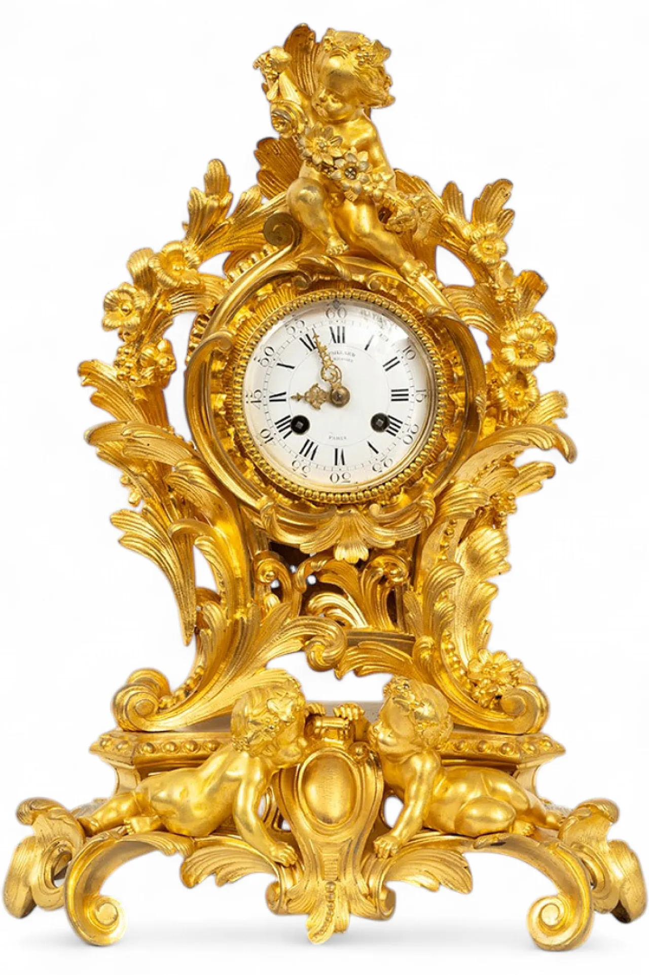 Antique Napoleon III clock in gilt bronze signed "Paillard".Fran 7