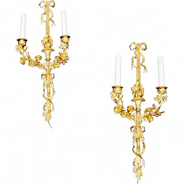 Coppia di Appliques Napoleone III in bronzo dorato, '800