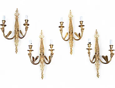 4 Appliques Napoleone III in bronzo dorato, Francia, '800