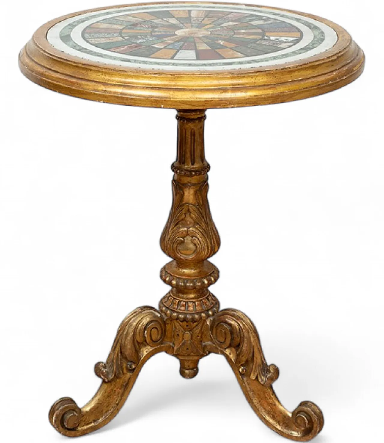 Antique Louis Philippe coffee table in gilded wood with committed top 5