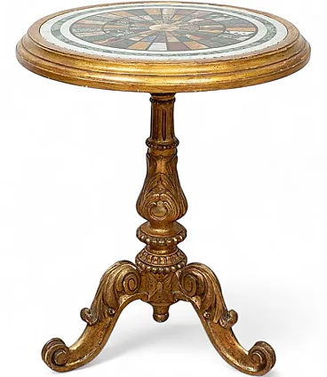 Antique Louis Philippe coffee table in gilded wood with committed top