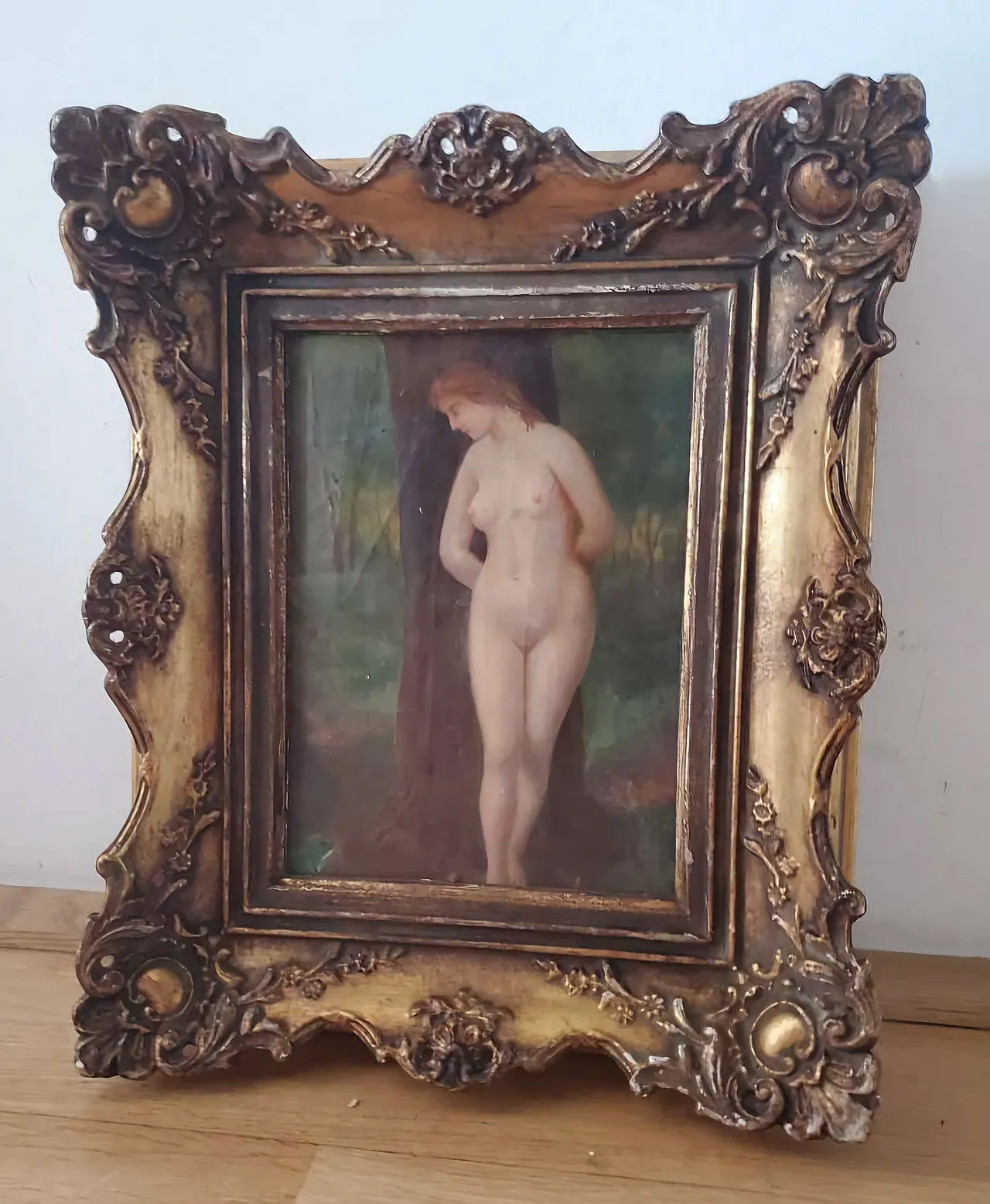 Nude in Forest - French School, Oil on Wood, 18th Century 13