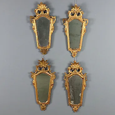 4 Fans in carved and gilded wood, 18th century