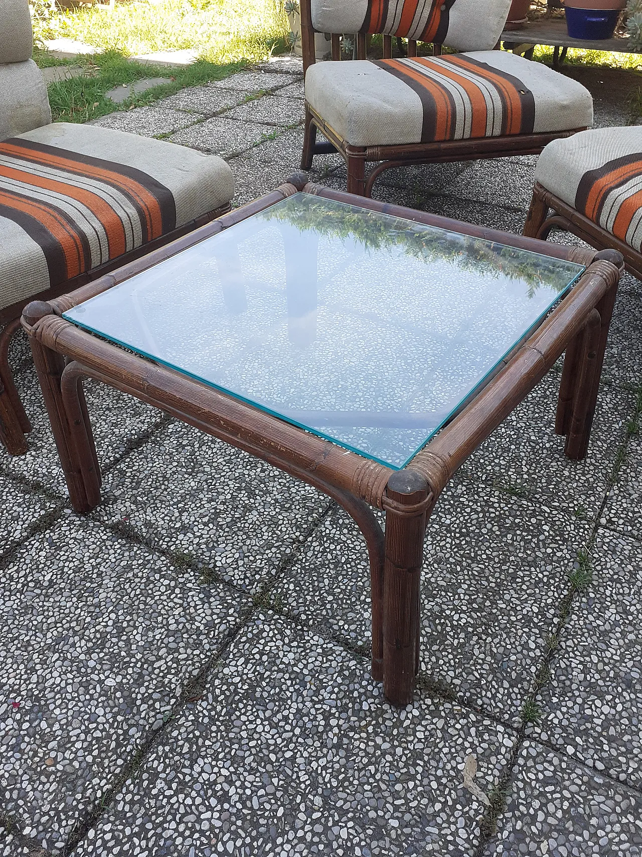 Bamboo table with armchairs, late 20th century 5