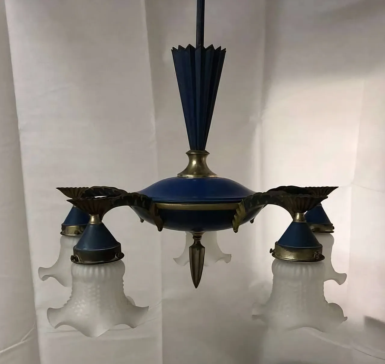 Blue Elegant Chandelier by Dagobert Peche, Early 20th Century 2