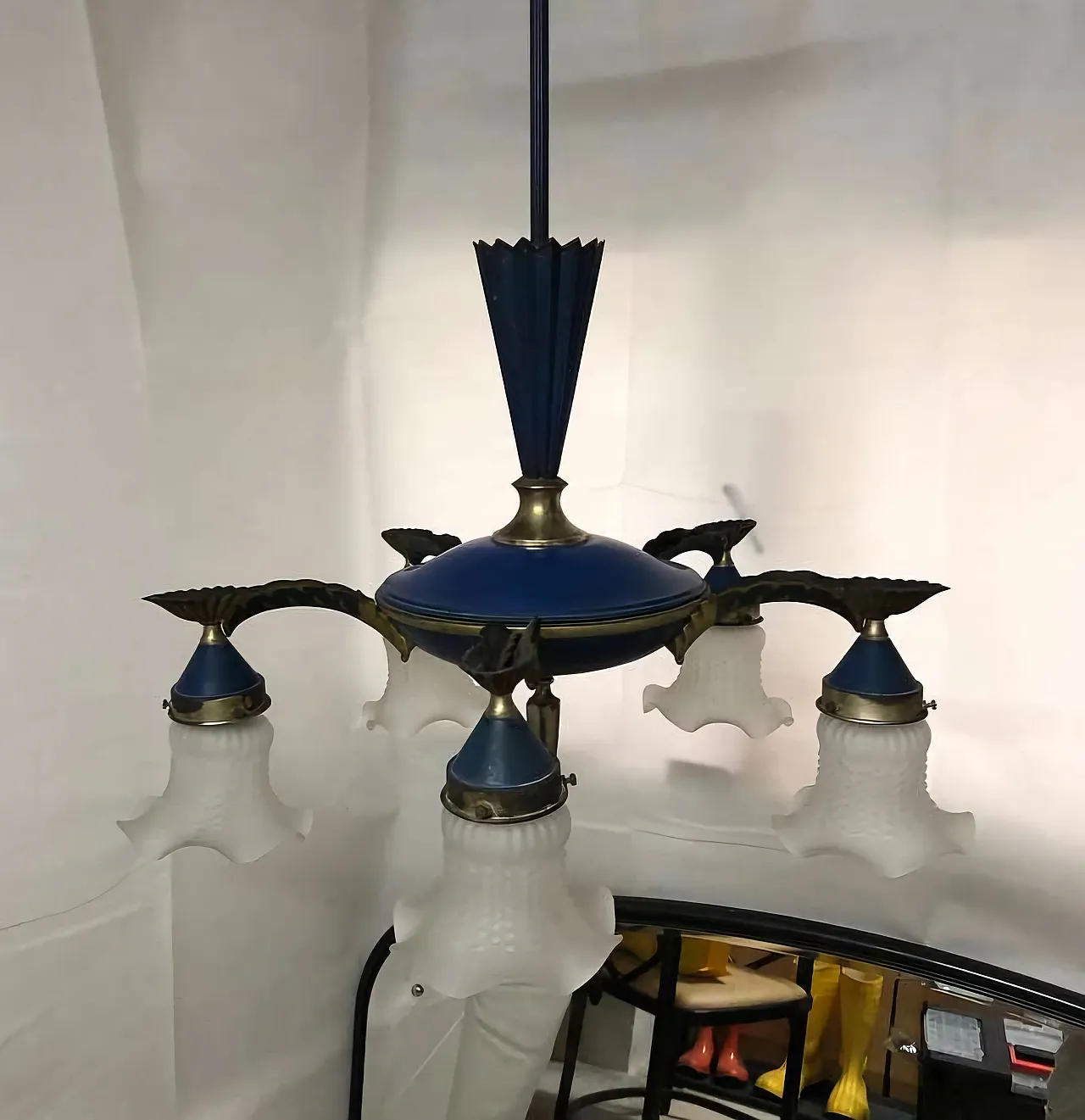 Blue Elegant Chandelier by Dagobert Peche, Early 20th Century 3