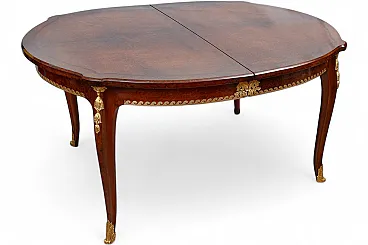 Antique extendable Napoleon III table with six chairs in Tui briar