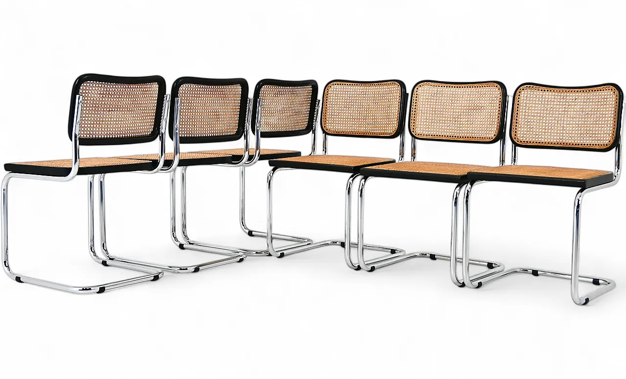 6 sedie da pranzo stile B32 di Marcel Breuer, anni '80 12