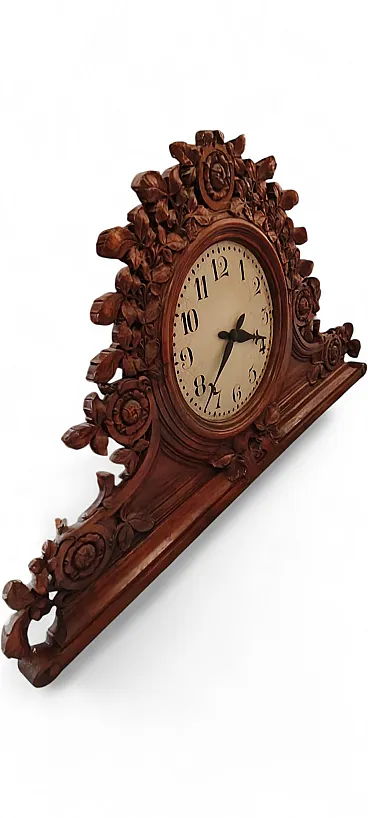 Orologio in legno duro intagliato, seconda metà dell’ 800