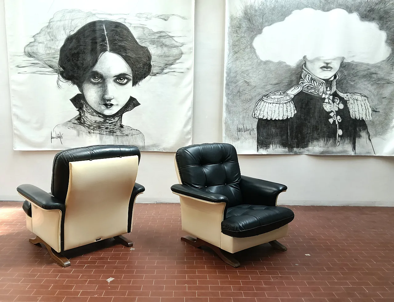 Pair of leather Relax armchairs by  by Mobili Pizzetti-Roma, 1960s 3