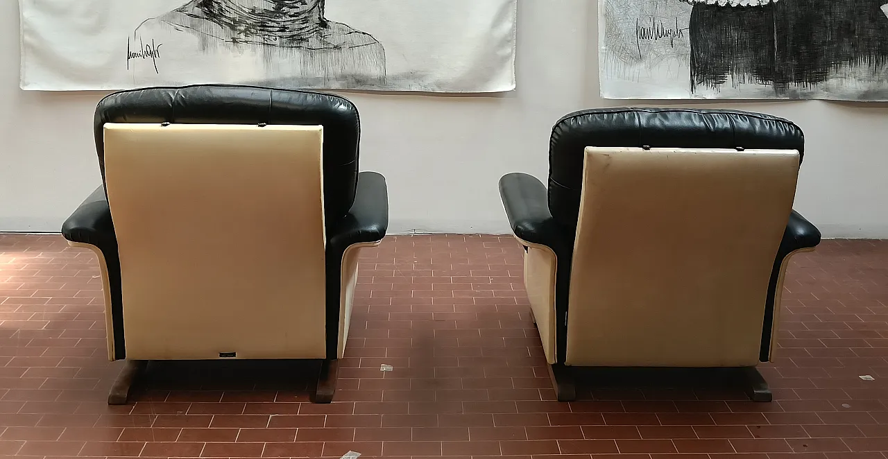 Pair of leather Relax armchairs by  by Mobili Pizzetti-Roma, 1960s 4