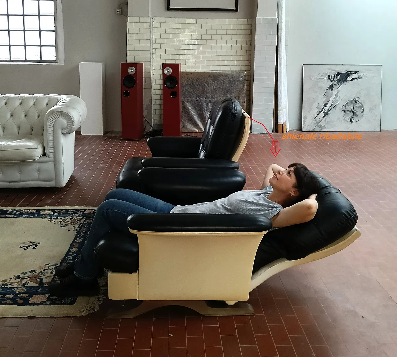 Pair of leather Relax armchairs by  by Mobili Pizzetti-Roma, 1960s 6