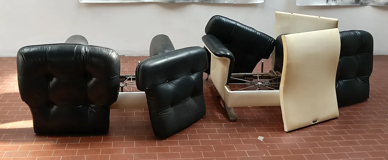 Pair of leather Relax armchairs by  by Mobili Pizzetti-Roma, 1960s 18