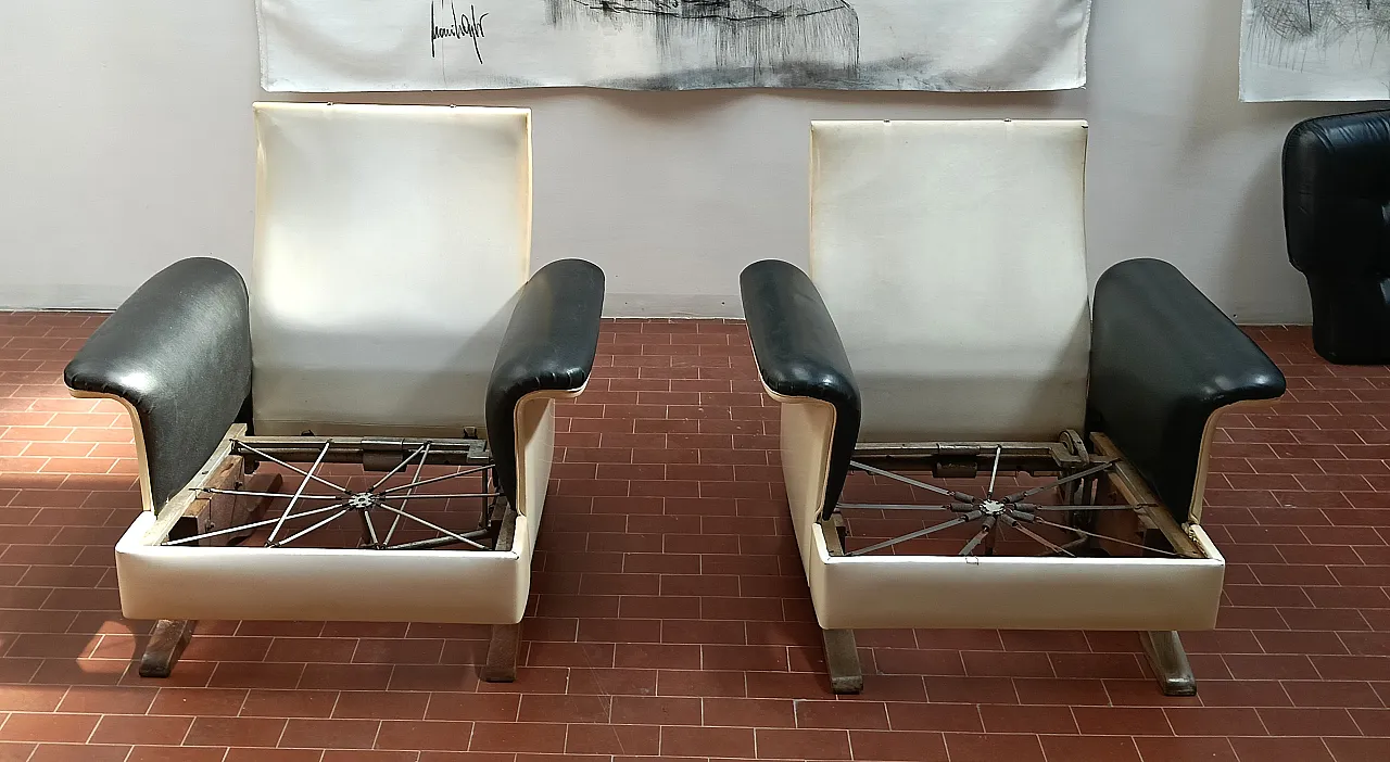 Pair of leather Relax armchairs by  by Mobili Pizzetti-Roma, 1960s 19