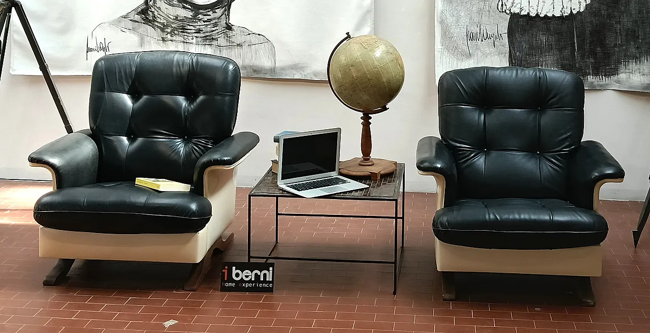 Pair of leather Relax armchairs by  by Mobili Pizzetti-Roma, 1960s 25
