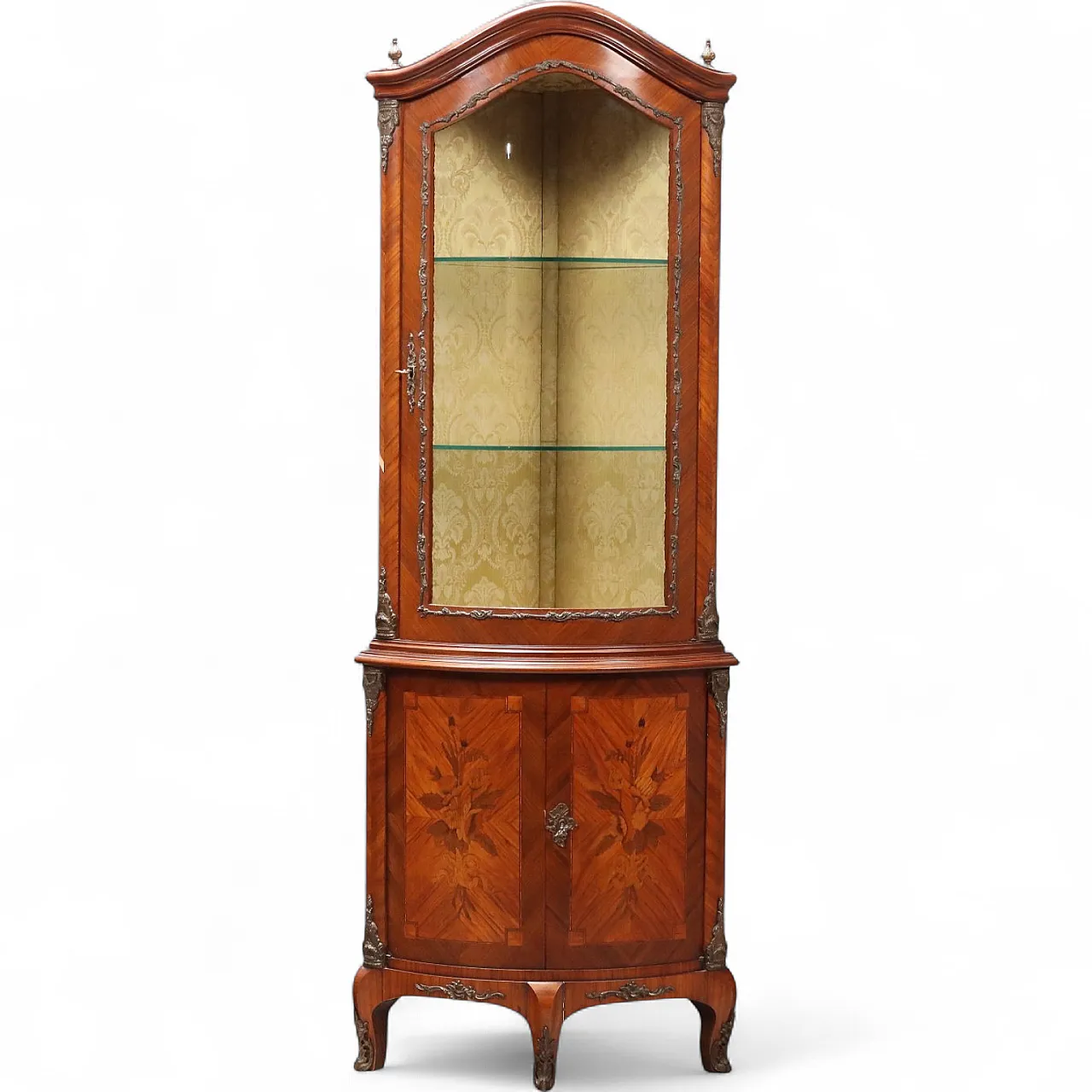 Demi-Lune Napoleon III corner cupboard in Bois de Rose, 19th century 11
